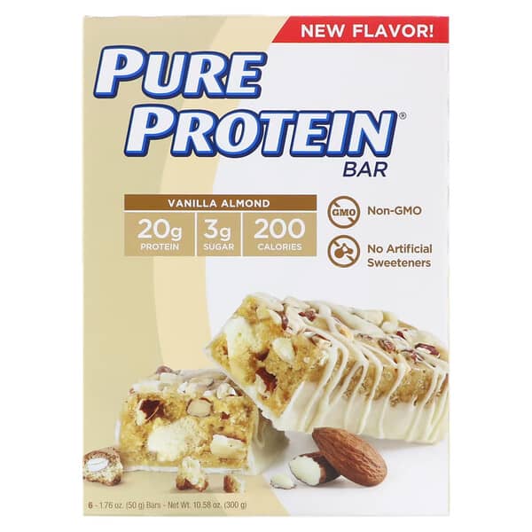 Pure Protein‏, Vanilla Almond Bar, 6 Bars, 1.76 oz (50 g) Each