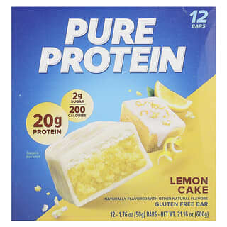 بيور بروتين‏, لوح خالٍ من الجلوتين ، كعكة الليمون ، 12 لوحًا ، 1.76 أونصة (50 جم) لكل لوح