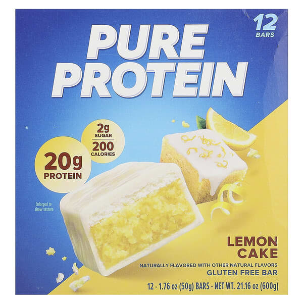 Pure Protein, 無谷蛋白零食棒，檸檬蛋糕味，12 根，每根 1.76 盎司（50 克）