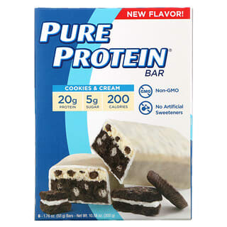 Pure Protein, Barras de Proteína, Biscoitos e Creme, 6 Barras, 50 g (1,76 oz) Cada