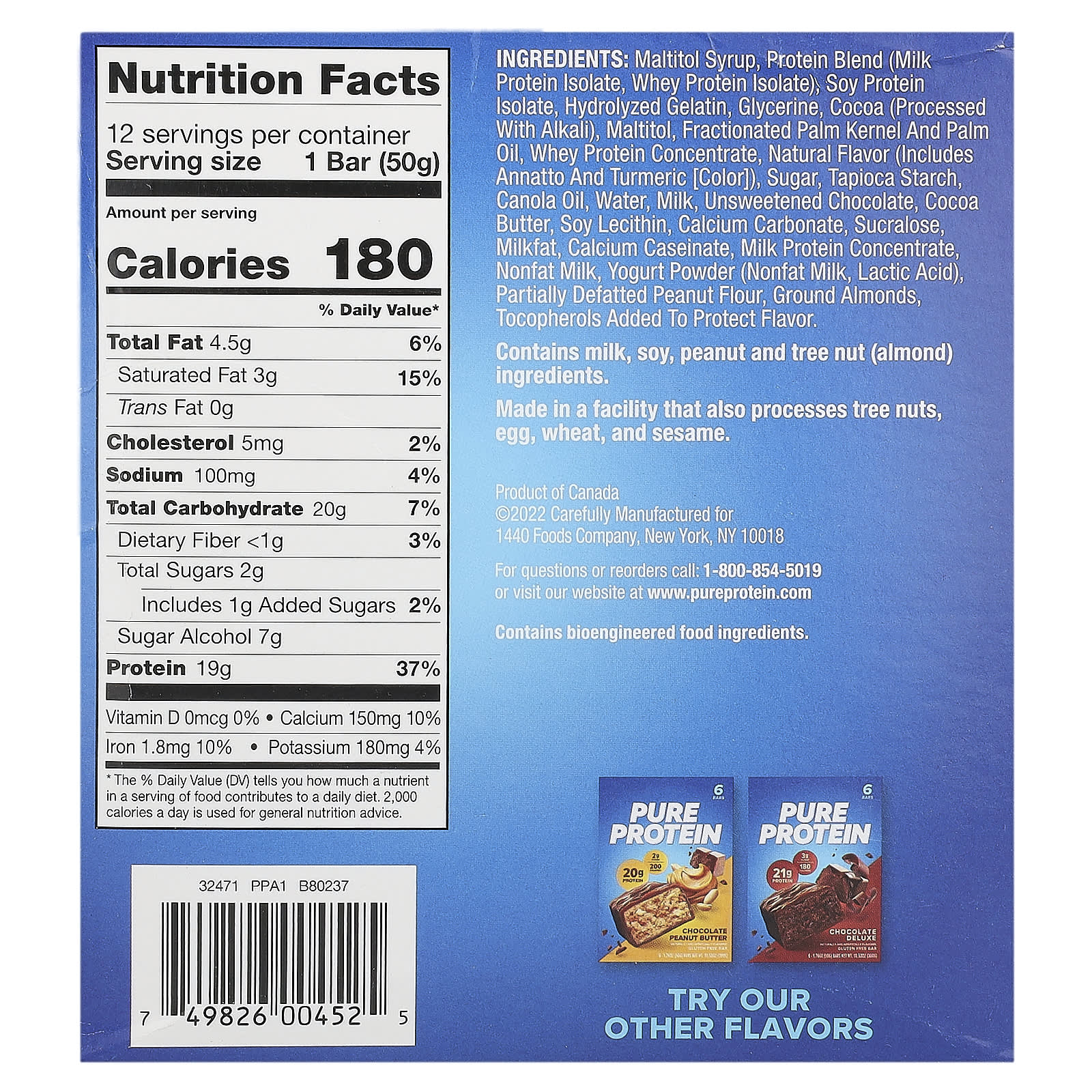 Pure Protein, Gluten Free Bar, Chocolate Mint Cookie , 12 Bars, 1.76 oz ...