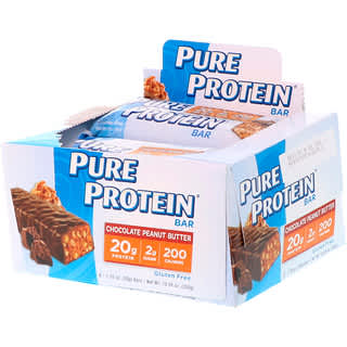 Pure Protein, قطع، شوكولاتة بزبدة البندق، 6 قطع، 1.76 أونصة (50 جم) لكل قطعة