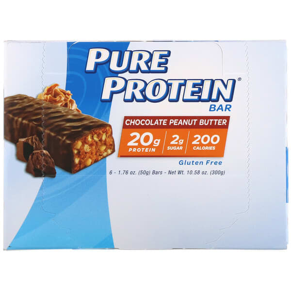 Pure Protein, チョコレートピーナッツバター・バー、6本、各1.76オンス（50 g）