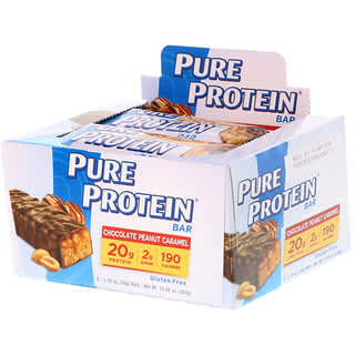 Pure Protein, قطع شوكولاتة بالفول السوداني والكاراميل، 6 قطع، كل قطعة 1.76 أوقية (50 جم)
