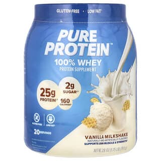 Pure Protein, 100％ホエイプロテイン、バニラミルクシェイク、793g（1.75ポンド）