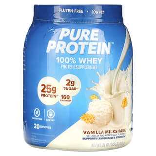 Pure Protein, 100% 유청 단백질, 바닐라 밀크셰이크, 793g(1.75lb)