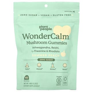 Plant People, WonderCalm®, Mushroom Gummies, Summer Peach, 60 Gummies