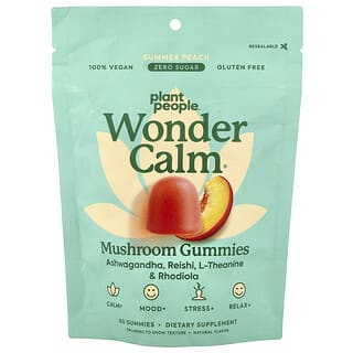 Plant People, WonderCalm®, Mushroom Gummies, Summer Peach, 60 Gummies