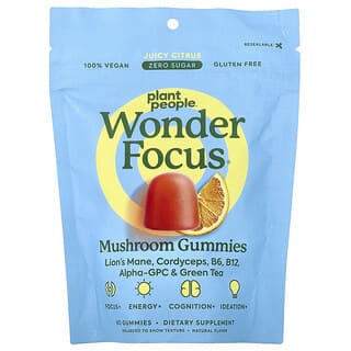 Plant People, wonderFocus®, 버섯 구미젤리, 쥬시 시트러스, 구미젤리 60개