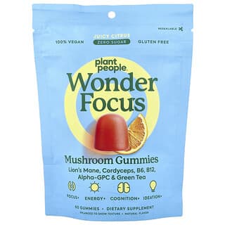 Plant People, WonderFocus®，蘑菇软糖，甜柑橘味，60 粒