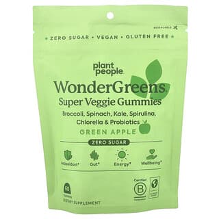Plant People, WonderGreens®, Gomitas vegetales, Manzana verde, 60 gomitas