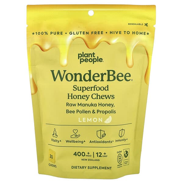 Plant People WonderBee®, Superfood Honey Chews, Lemon, MGO 400+, 30 Chews