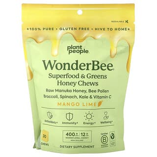 Plant People, WonderBee®, Superfood & Greens Honey Chews, Mango Lime, 30 Chews