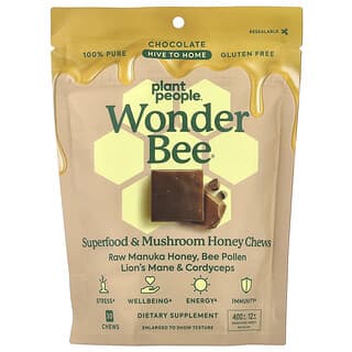 Plant People, WonderBee® Superfood & Mushroom Honey Chews, Chocolate, 30 Chews