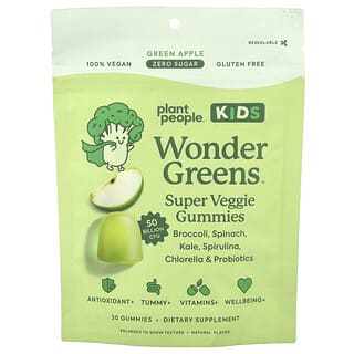 Plant People, Kids, WonderGreens® Super Veggie Gummies, Green Apple , 30 Gummies