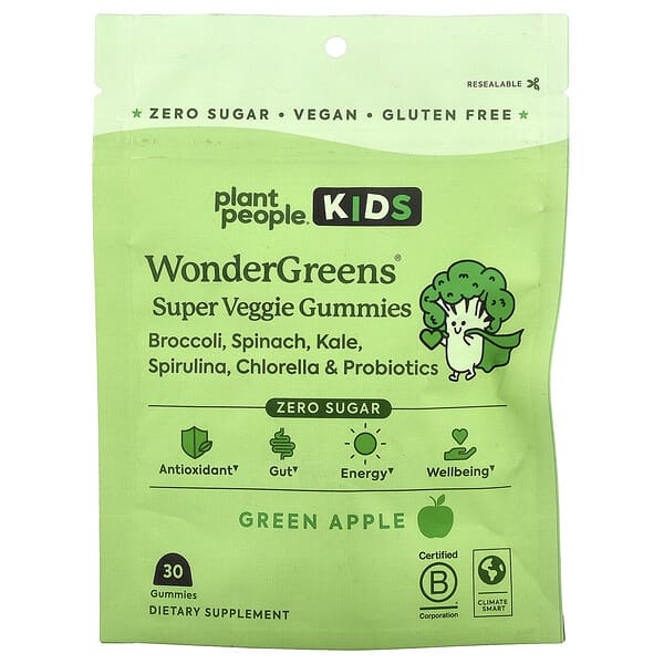 Kids, WonderGreens® Super Veggie Gummies, Green Apple, 30 Gummies