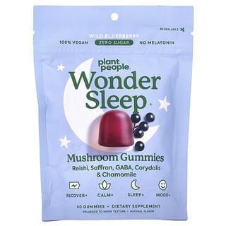 Plant People, WonderSleep®, Mushroom Gummies, Wild Elderberry, 60 Gummies