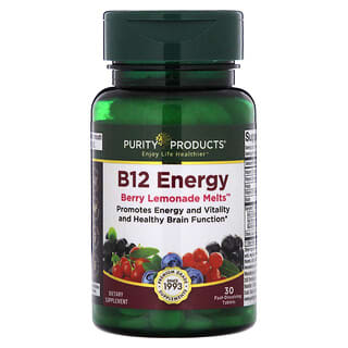 Purity Products, Vitamina B12 energética, Limonada de bayas derretidas, 30 comprimidos de disolución rápida