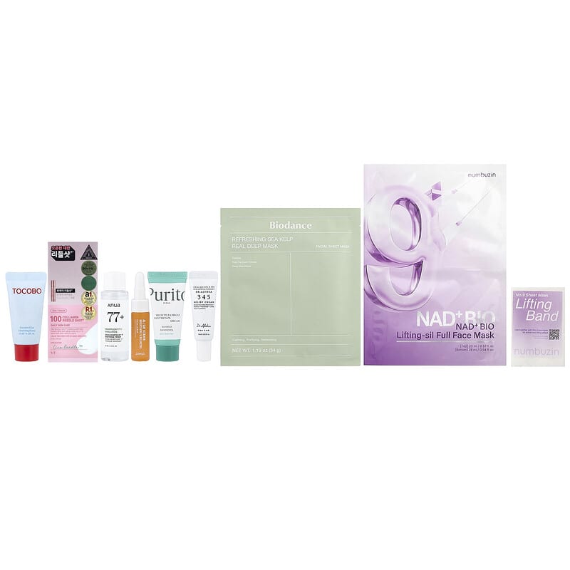 Korean Glow Up Beauty Bag, 8 Piece Set