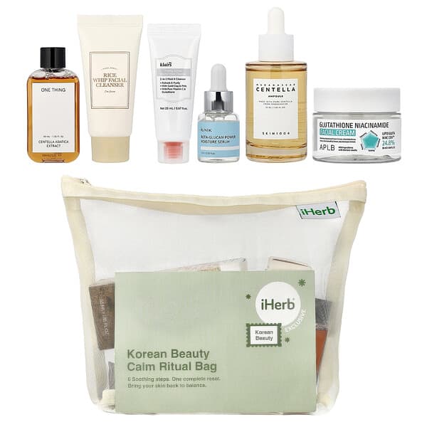 iHerb Exclusive, Korean Beauty Calm Ritual Bag, 7 Piece Kit