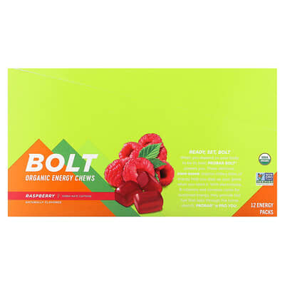 ProBar, Bolt, Organic Energy Chewable Tablets, Raspberry Flavor, 12 Pack, 2.1 oz (60 g) Each