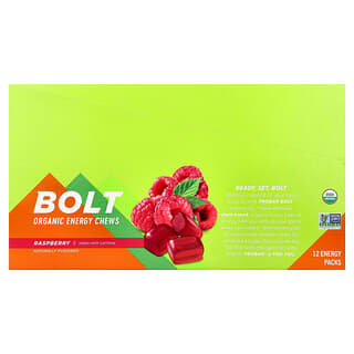 ProBar, Bolt, Bocadillos energéticos orgánicos masticables, Frambuesa, 12 paquetes, 60 g (2,1 oz) cada uno