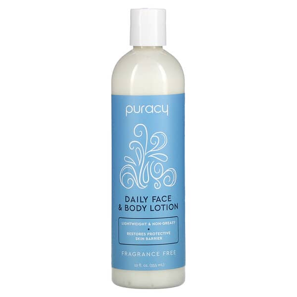 Puracy‏, Daily Face & Body Lotion, Fragrance Free, 12 fl oz (355 ml)