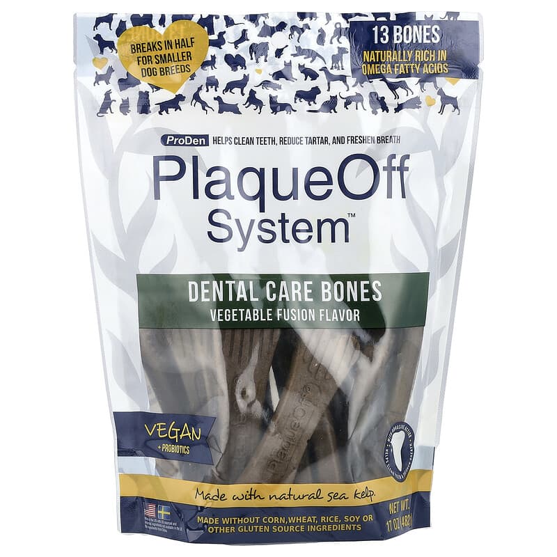 PlaqueOff System™, Dental Care Bones, For Dogs, Vegetable Fusion, 13 Bones,  17 oz (482 g)