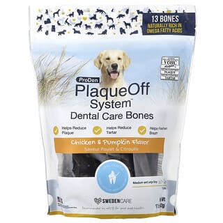 ProDen, PlaqueOff System, Dental Care Bones, For Dogs, Chicken & Pumpkin, 13 Bones, 17 oz (482 g)