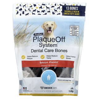 ProDen, PlaqueOff System™, Dental Care Bones, For Dogs, Bacon, 13 Bones, 17 oz (482 g)