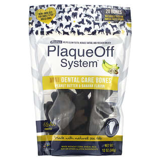 ProDen, PlaqueOff System, Mini Dental Care Bones, For Small & Toy Breed Dogs, Peanut Butter & Banana, 20 Bones, 12 oz (340 g)
