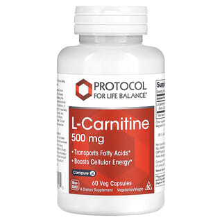 Protocol for Life Balance, L-карнитин, 500 мг, 60 растительных капсул