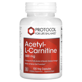 Protocol for Life Balance, Acétyl-L-carnitine, 500 mg, 100 capsules végétariennes