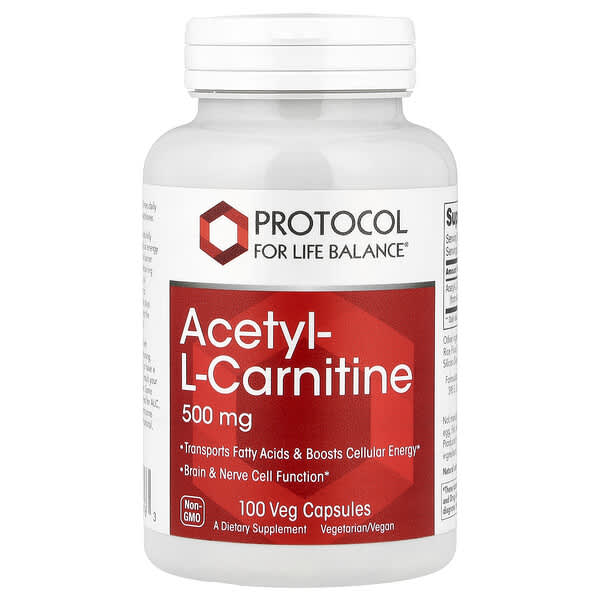 Acetyl-L-Carnitine, 500 mg, 100 Veg Capsules