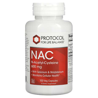 Protocol for Life Balance, NAC, N-acetilcisteína, 600 mg, 100 cápsulas vegetales