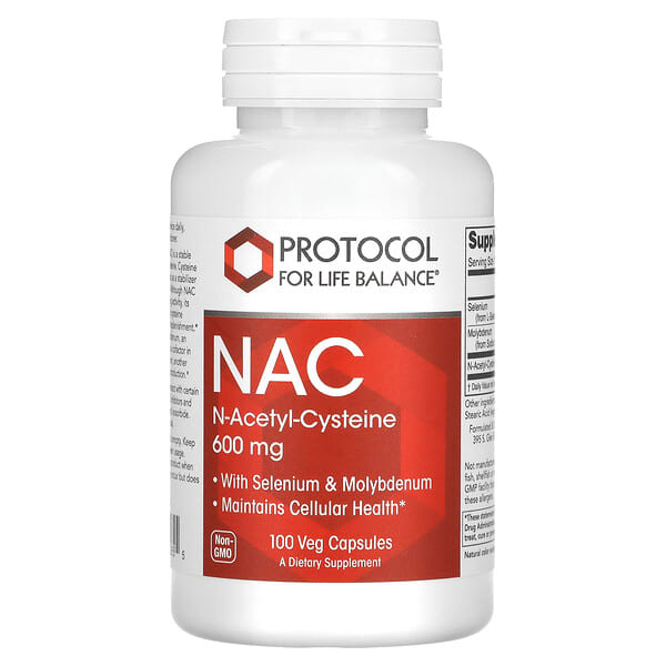 Protocol for Life Balance, NAC（N-アセチルシステイン）、600mg、植物性カプセル100粒