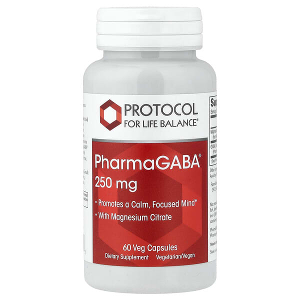 Protocol for Life Balance, PharmaGABA® avec citrate de magnésium, 60 capsules végétales