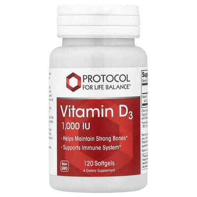Protocol for Life Balance, Vitamin D3, 25 mcg (1,000 IU), 120 Capsules