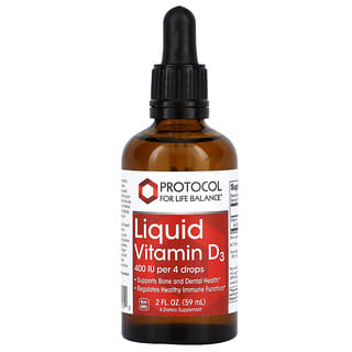 Protocol for Life Balance, Vitamina D3 líquida, 400 UI, 59 ml (2 oz. líq.)