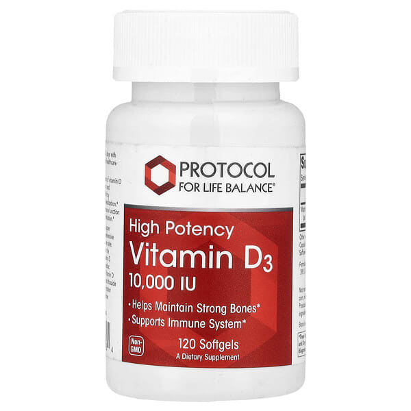 Vitamin D3, High Potency, 250 mcg (10000 IU), 120 Softgels
