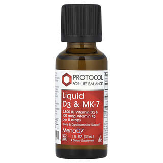 Protocol for Life Balance, Lichid D3 și MK-7, 1 fl oz (30 ml)