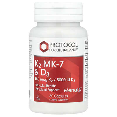 Protocol for Life Balance, K2 MK-7 and D3, 60 Capsules