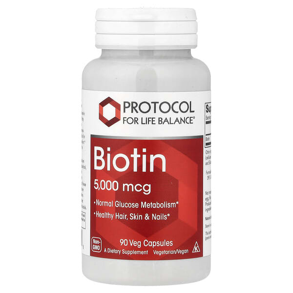 Biotin, 5,000 mcg, 90 Veg Capsules