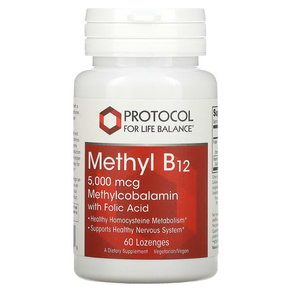 Protocol for Life Balance, Metil B12, 5000 mcg, 60 pastillas