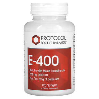 Protocol for Life Balance, E-400, 268 mg (400 UI), 120 cápsulas blandas