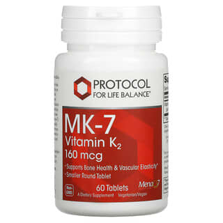 Protocol for Life Balance, MK-7 Vitamin K2, 160 mcg, 60 Tabletten