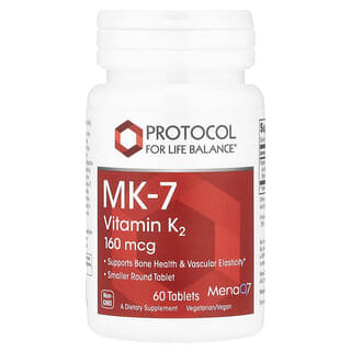 Protocol for Life Balance, MK-7 Vitamin K2, 160 mcg, 60 Tablets