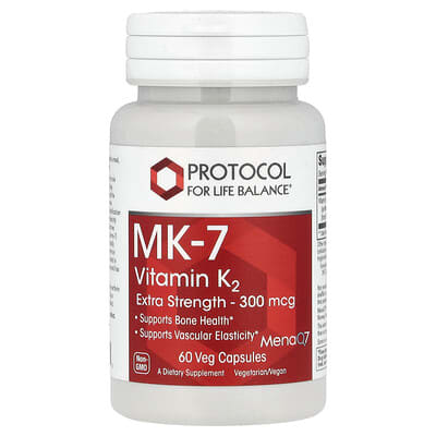 Protocol for Life Balance, MK-7 Vitamin K2, 300 mcg, 60 Vegetarian Capsules