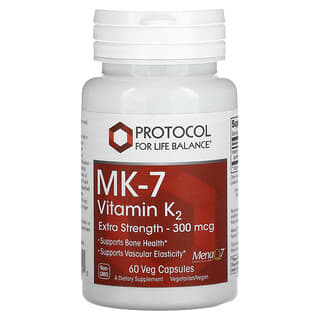 Protocol for Life Balance, MK-7 Vitamin K2, 300 mg, 60 Veg Capsules