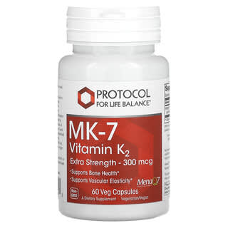 Protocol for Life Balance, Vitamina K2 MK-7, Força Extra, 300 mcg, 60 Cápsulas Vegetais